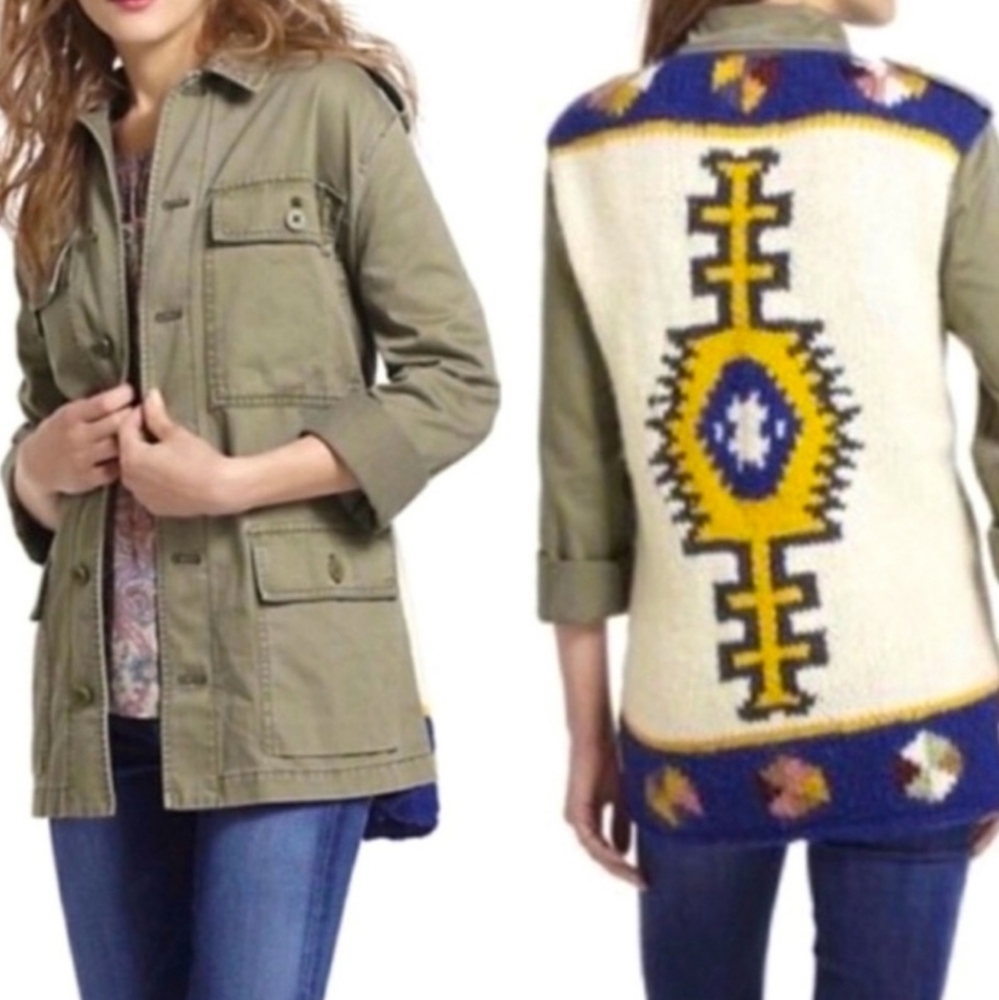 Anthro Daughters of the Liberation Army Style Knit Back Jacet Coat S
